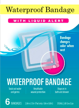 Waterproof Bandage with Built-in Liquid Intrusion Alert (Prod 2301101)